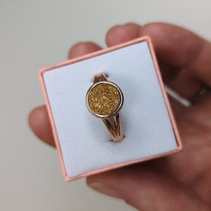 Fragrant Jewels Size 9 Ring Round Yellow Druzy Rose Gold Band NWT